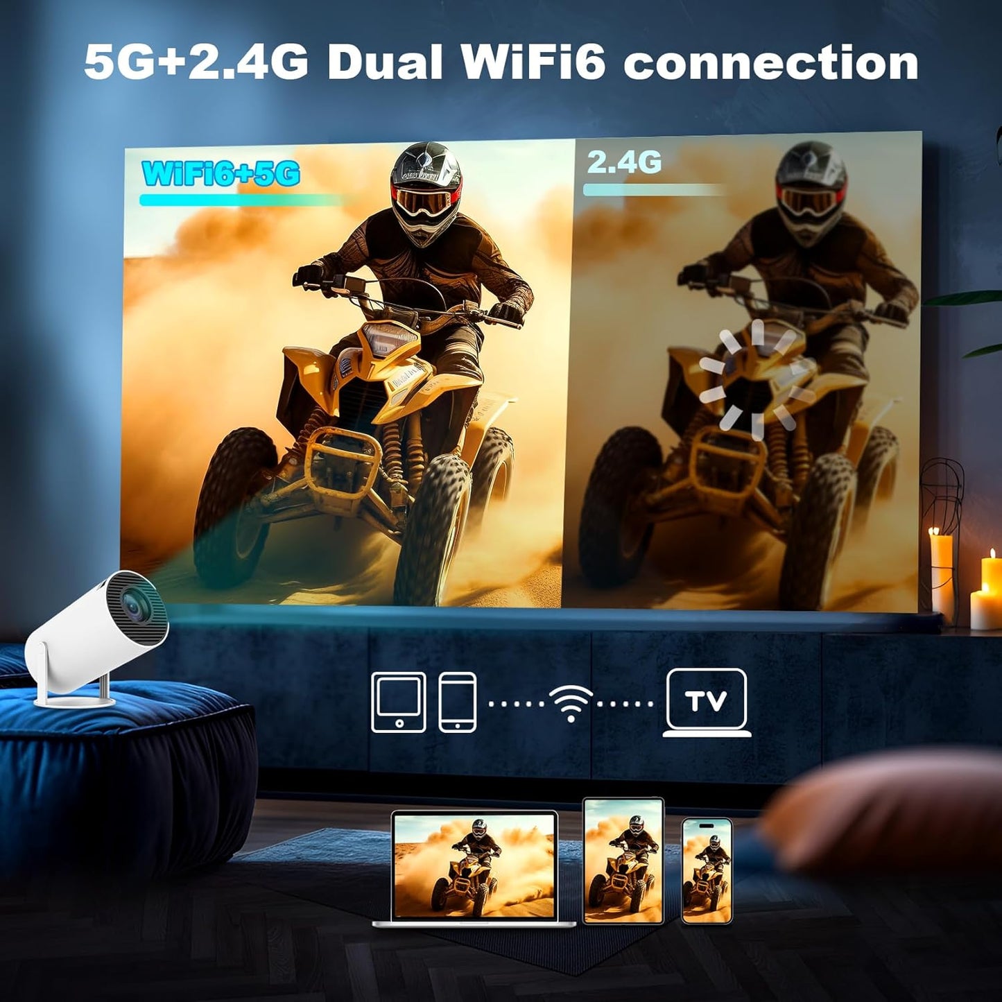 Hovlex™ Projector HY300 Pro 4K Android 11 Dual Wifi6 260ANSI